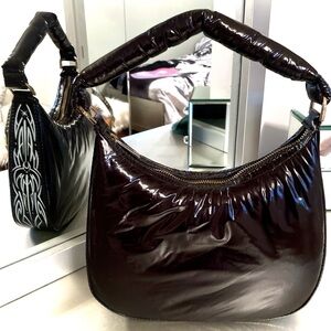 ✨A New Day Shiny Black Puffer Hobo Bag Small / Medium ~Vegan